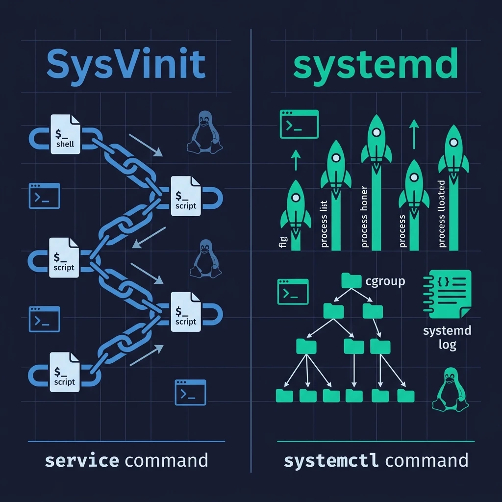 systemctl 與 service 的演進示意圖